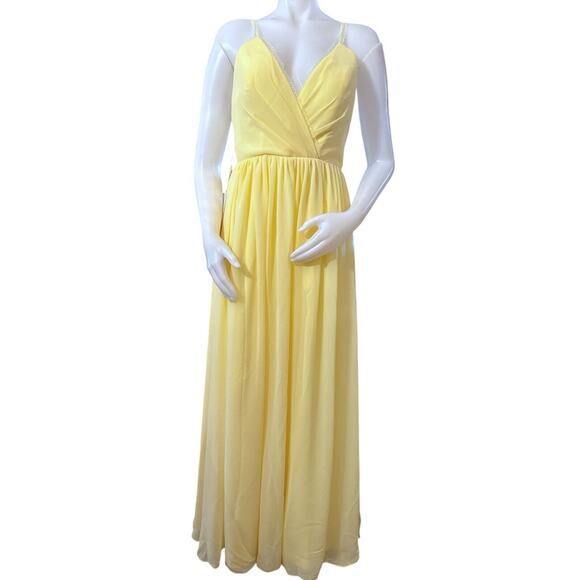 NWT Stacees Women's Yellow Lace Back Dress Romantic Size 6